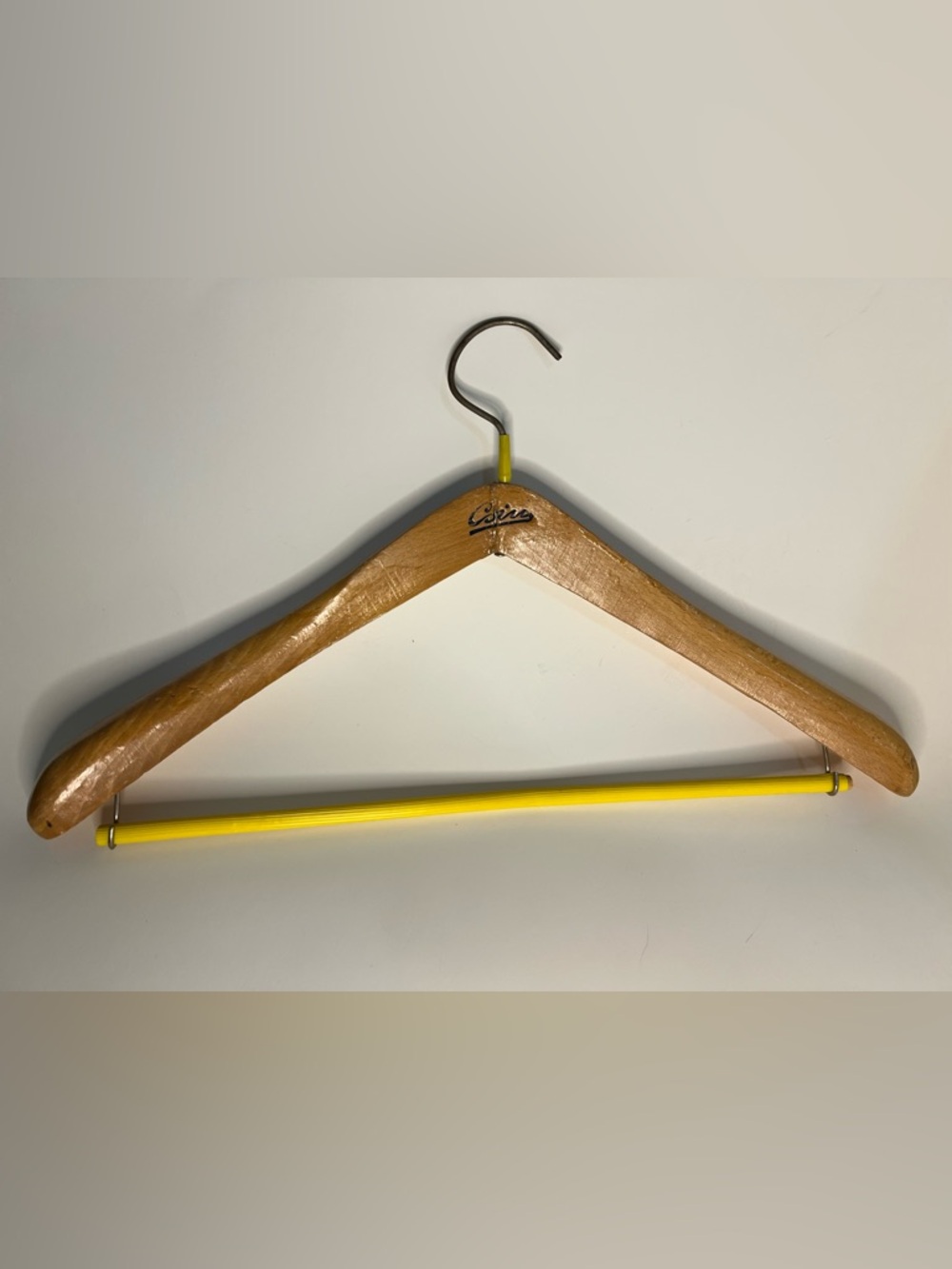 Vintage Wooden Hangers with Yellow Accent Set of 3